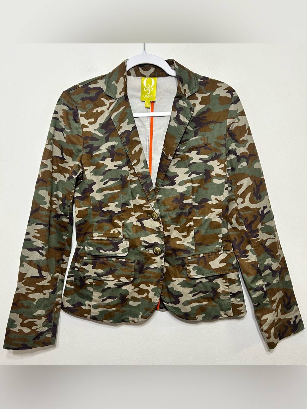 Qmack Y2K Style Tailored Camo Blazer Jacket Womens Size 6
